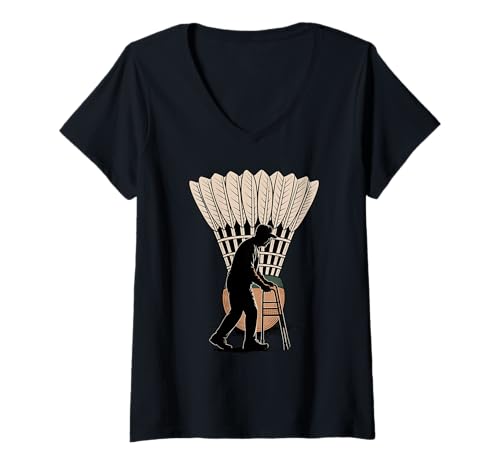Damen Alter Mann Badminton Federball T-Shirt mit V-Ausschnitt Damen Alter Mann Badminton Federball T-Shirt mit V-Ausschnitt von Badminton Player Badmintoner Gifts