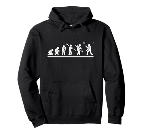 Federball Evolution Herren Damen Lustiger Badminton Pullover Hoodie Federball Evolution Herren Damen Lustiger Badminton Pullover Hoodie von Badminton Set And Racket Designs