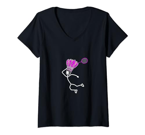 Badminton Stylisches cooles Strichmännchen Mädchen T-Shirt mit V-Ausschnitt Badminton Stylisches cooles Strichmännchen Mädchen T-Shirt mit V-Ausschnitt von Badminton Set Designs für Männer Frauen & Kinder