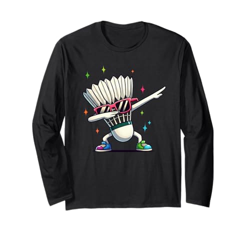 Funny Badminton Player Kids Boys Men Women Shuttlecock Dab Langarmshirt von Badminton Sports Dabbing Gifts
