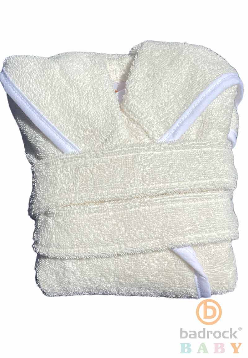 Baby badjas ecru met capuchon - badstof katoen-1-2 jaar (92) von Badrock Baby