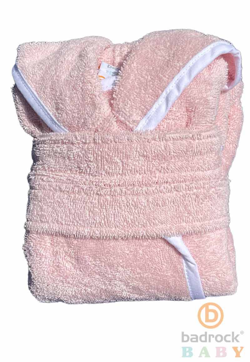 Baby badjas poederroze met capuchon - badstof katoen-1-2 jaar (92) von Badrock Baby