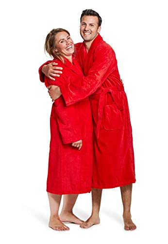 Badrock - Bademantel mit Namen Bestickt - Rot - 100% Baumwolle - Herren und Damen - mit Stickerei - Personalisiert (XS) - SKU 558 von Badrock