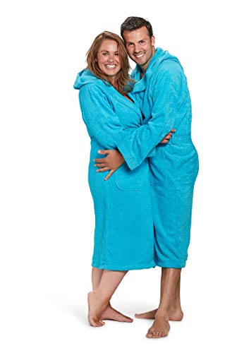 Badrock - Kapuzen-Bademantel mit Namen Bestickt - Aqua Blau - Baumwolle - Herren und Damen - mit Stickerei - Personalisiert (L/XL) - SKU 658 von Badrock