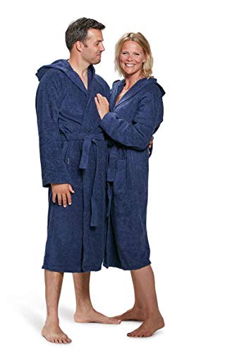 Badrock - Kapuzen-Bademantel mit Namen Bestickt - Marine Blau - Baumwolle - Herren und Damen - mit Stickerei - Personalisiert (S/M) - SKU 626 von Badrock