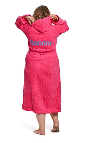 Badrock - Kapuzen-Bademantel mit Namen Bestickt - Rosa - Baumwolle - Herren und Damen - mit Stickerei - Personalisiert (XXXL) - SKU 654 von Badrock