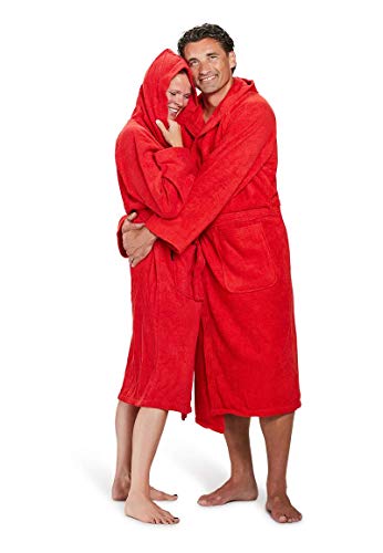 Badrock - Kapuzen-Bademantel mit Namen Bestickt - Rot - Baumwolle - Herren und Damen - mit Stickerei - Personalisiert (L/XL) - SKU 663 von Badrock