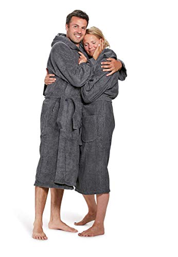 Badrock - Kapuzen-Bademantel mit Namen Bestickt - Grau - Baumwolle - Herren und Damen - mit Stickerei - Personalisiert (XXXL) - SKU 634 von Badrock