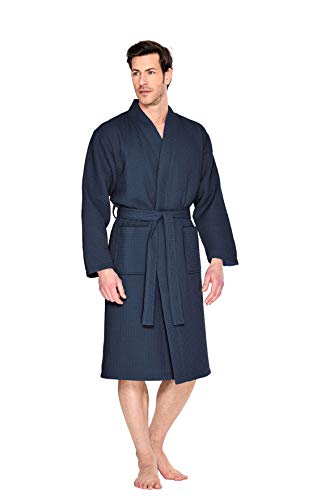 Badrock - Sauna Bademantel mit Namen Bestickt - Waffelpiqué - 6 Farben - Herren und Damen - mit Stickerei - Personalisiert - Marineblau - M - SKU 495 von Badrock