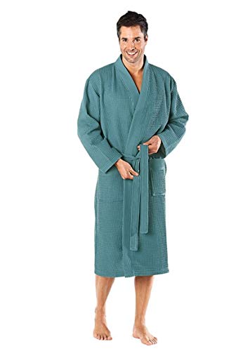 Badrock - Sauna Bademantel mit Namen Bestickt - Waffelpiqué - 6 Farben - Herren und Damen - mit Stickerei - Personalisiert - Petrol - XXL - SKU 510 von Badrock