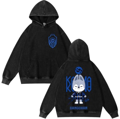BaeKnyin KPOP S-T-R-A-Y-Kids Merch Herren Herbstschwarz Sportpullover mit Kapuze-Black8-L1 von BaeKnyin