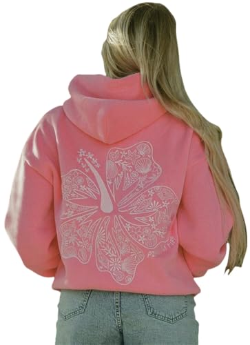 BaeKnyin Pink Palm Puff Damen Blumen Druck Y2K Sweater-Rose-3XL1 von BaeKnyin