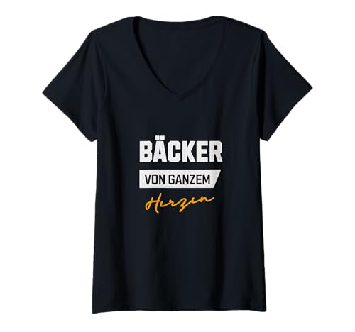 Damen Bäcker von ganzem Herzen Bäckerei Chef Geschenke backen T-Shirt mit V-Ausschnitt Damen Bäcker von ganzem Herzen Bäckerei Chef Geschenke backen T-Shirt mit V-Ausschnitt von Bäcker Geschenke zum Geburtstag