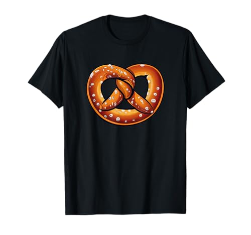 Bäckerei Backwaren Brezel mit Salz T-Shirt Schwarz Cartoon S EU Klein Unisex-Erwachsene Damen von Bäckerei Backwaren