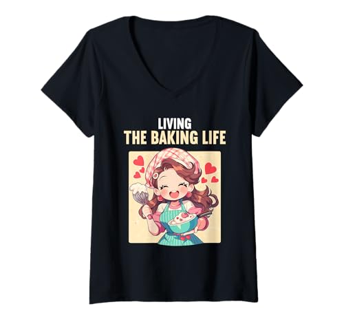 Damen Bäckerei Bäcker Backen lustiges Back T-Shirt mit V-Ausschnitt Damen Bäckerei Bäcker Backen lustiges Back T-Shirt mit V-Ausschnitt von Bäckerei Bäcker Backen Lustiger Back Spruch Shop