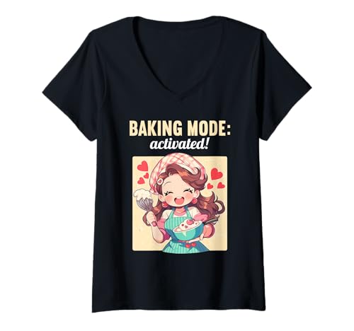 Damen Bäckerei Bäcker Backen lustiges Back T-Shirt mit V-Ausschnitt Damen Bäckerei Bäcker Backen lustiges Back T-Shirt mit V-Ausschnitt von Bäckerei Bäcker Backen Lustiger Back Spruch Shop