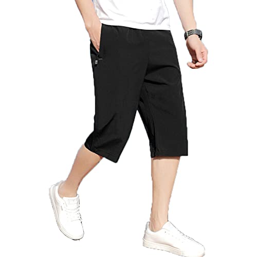 Baenxo Eisseide-Stretch-Shorts für Herren 3/4 Länge Hose Schnell Trocknende Leichte Trainingsshorts von Baenxo