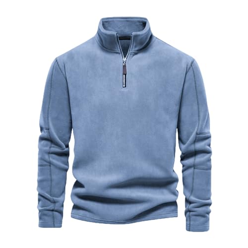 Baenxo Fleece-Pullover Herren Warm Pullover mit Zipper Herbst Winter Fleece Sweatshirt Half Zip Fleecepullover von Baenxo