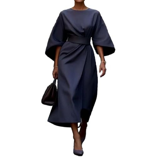 Baenxo Kleid Mit Eleganten Laternenärmeln Und Gürtel Damen Cocktailkleid Elegantes Vintage Kleider von Baenxo