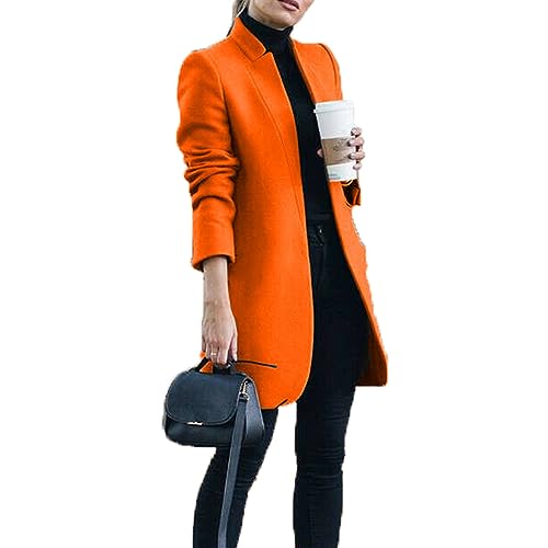 Baenxo Modischer Einfarbiger Blazer mit Stehkragen Damen Blazer Langarm Öffnen Vorne Business Cardigan Elegant Oberteil von Baenxo