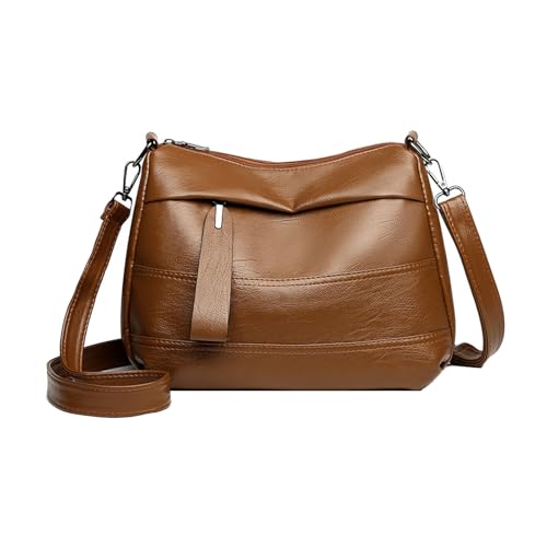Baenxo Retro-Umhängetasche mit großem Fassungsvermögen und mehreren Schichten, Damen Handtasche mit Multi Taschen Retro Schultertasche von Baenxo