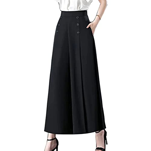 Baenxo Stylische Plissierte Hose Mit Weitem Bein Strandhose Lose Lässige Freizeithose High Waist Lang Hose mit Taschen von Baenxo