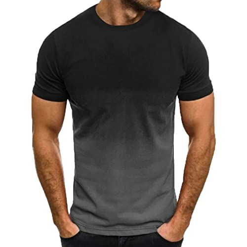 Baenxo T-Shirt mit Rundhalsausschnitt und 3D-Farbverlauf Sommer Basic Männer Shirt Crew Neck Kurzarmshirt Sportshirt Herren von Baenxo