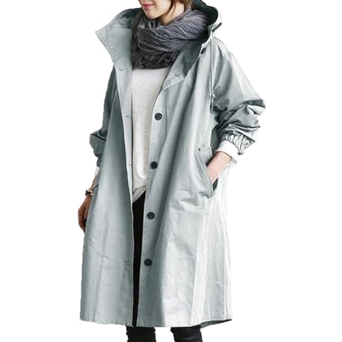 Baenxo Übergroße Kapuzen-Windbreaker-Regenjacke Windbreaker Regenmantel mit Kapuze ​Windjacke von Baenxo