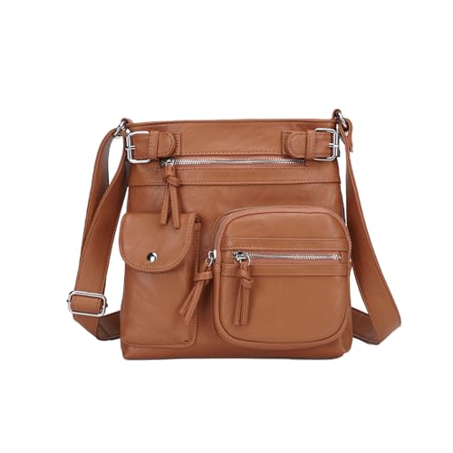 Baenxo Umhängetasche mit Mehreren Taschen Schultertasche aus Weichem Leder, Leicht Handtasche von Baenxo