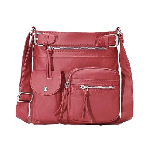 Baenxo Umhängetasche mit Mehreren Taschen Schultertasche aus Weichem Leder, Leicht Handtasche von Baenxo