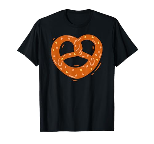 Braunes Brezel Herz mit Salz Motiv für Herren Damen Kinder T-Shirt von Bären Pandas, Waschbär Geschenke, lustige Sprüche