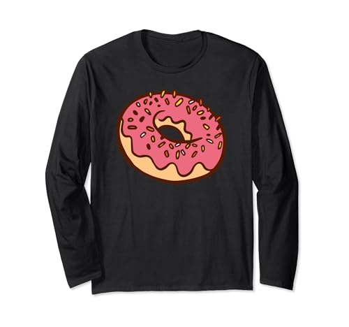 Donut mit rotem Zuckerguss Comic für Herren Damen Kinder Langarmshirt von Bären Pandas, Waschbär Geschenke, lustige Sprüche