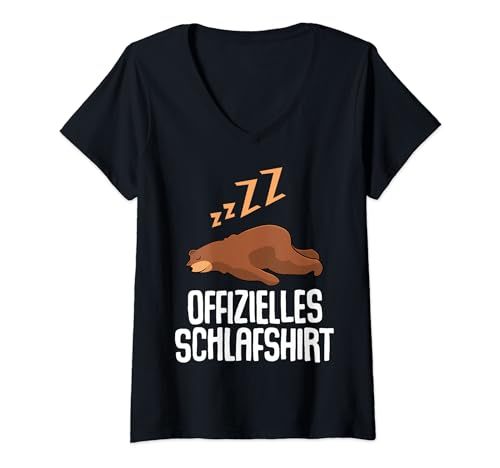 Offizielles Schlafshirt Herren Bär Bären Lustig Geschenk Fun T-Shirt mit V-Ausschnitt von Bären Shirt Schlafshirt Damen Lustige T-Shirts Fun