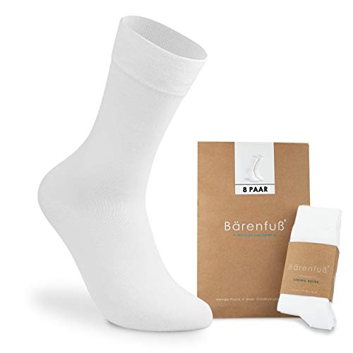 Bärenfuß Herren und Damen Premium Socken - 8 Paar ohne spürbare Naht oder Fusseln (Weiß, 47-50) von Bärenfuß