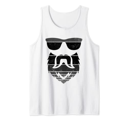 Herren Bartmotiv mit Silhouette von Bart und Sonnenbrille Tank Top Herren Bartmotiv mit Silhouette von Bart und Sonnenbrille Tank Top von Bärte und Sonnenbrillen von Duswear Design
