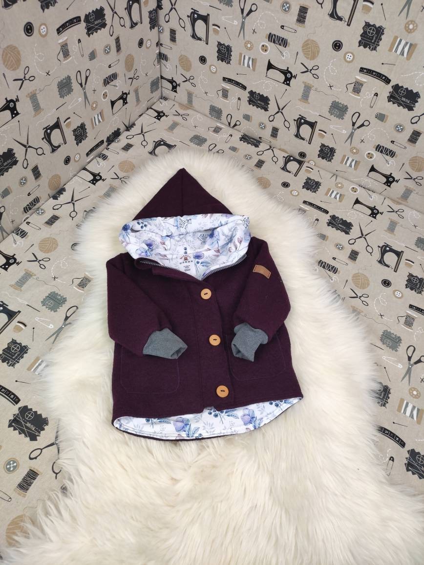 Walkjacke Gr. 92 Burgund Artikelnr. 5006 von BaerundBaerinShop