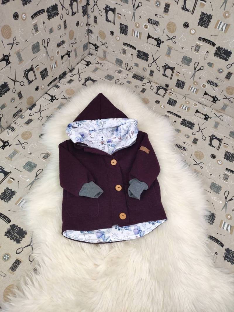 Walkjacke Gr. 92 Burgund Artikelnr. 5006 von BaerundBaerinShop