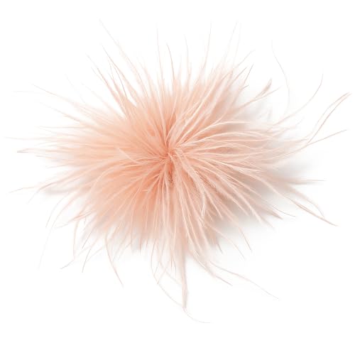 Baesics Feder Brosche Aprikose - Damen Fluffy Straußenfeder Anstecker Vintage Stil Hutaccessoire Braut Hochzeit Party Fasching Haarclip Fascinator für Blazer Kleid Jacke – Boho Blumen Design von Baesics