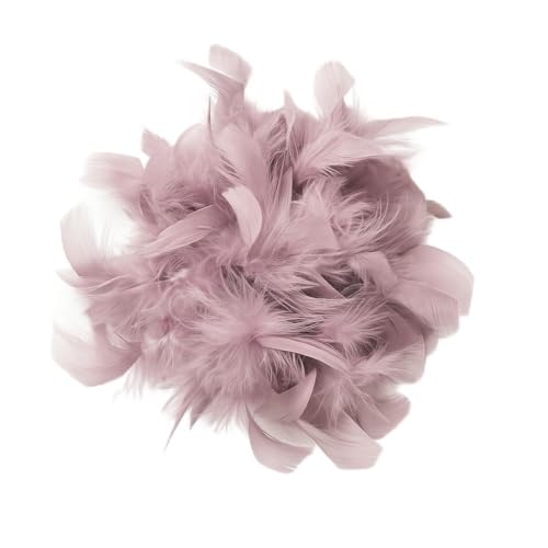 Baesics Feder Brosche Groß für Damen Altflieder | XXL 2-in-1 Haarclip & Anstecknadel mit echten Federn | Fascinator für Kleid, Blazer, Mantel & als Haarschmuck für Hochzeit & Festliche Anlässe von Baesics