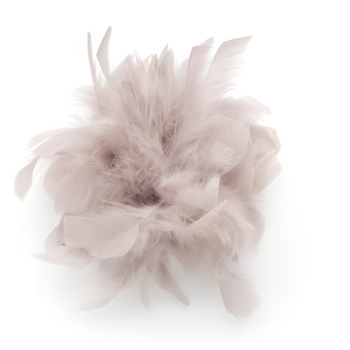 Baesics Feder Brosche Groß für Damen Helltaupe | XXL 2-in-1 Haarclip & Anstecknadel mit echten Federn | Fascinator für Kleid, Blazer, Mantel & als Haarschmuck für Hochzeit & Festliche Anlässe von Baesics