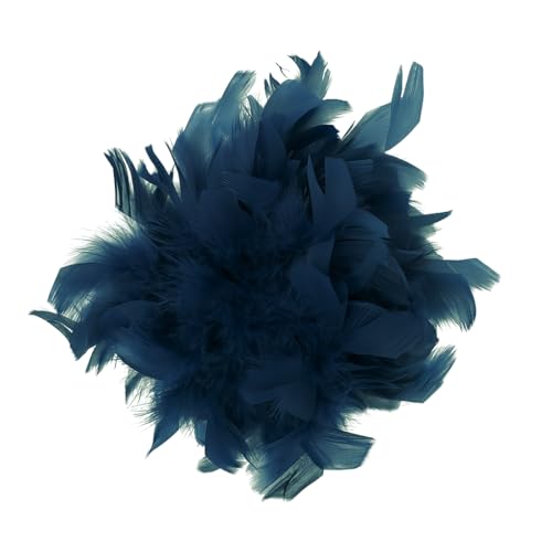 Baesics Feder Brosche Groß für Damen Marineblau | XXL 2-in-1 Haarclip & Anstecknadel mit echten Federn | Fascinator für Kleid, Blazer, Mantel & als Haarschmuck für Hochzeit & Festliche Anlässe von Baesics