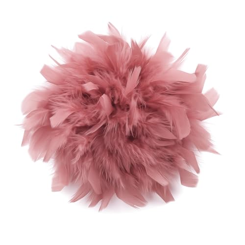Baesics Feder Brosche Groß für Damen Mauve | XXL 2-in-1 Haarclip & Anstecknadel mit echten Federn | Fascinator für Kleid, Blazer, Mantel & als Haarschmuck für Hochzeit & Festliche Anlässe von Baesics