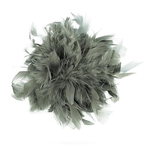 Baesics Feder Brosche Groß für Damen Olivgrün | XXL 2-in-1 Haarclip & Anstecknadel mit echten Federn | Fascinator für Kleid, Blazer, Mantel & als Haarschmuck für Hochzeit & Festliche Anlässe von Baesics