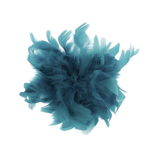 Baesics Feder Brosche Groß für Damen Petrol | XXL 2-in-1 Haarclip & Anstecknadel mit echten Federn | Fascinator für Kleid, Blazer, Mantel & als Haarschmuck für Hochzeit & Festliche Anlässe von Baesics