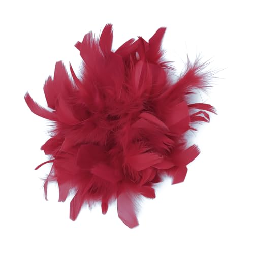 Baesics Feder Brosche Groß für Damen Rot | XXL 2-in-1 Haarclip & Anstecknadel mit echten Federn | Fascinator für Kleid, Blazer, Mantel & als Haarschmuck für Hochzeit & Festliche Anlässe von Baesics