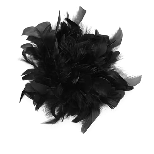 Baesics Feder Brosche Groß für Damen Schwarz| XXL 2-in-1 Haarclip & Anstecknadel mit echten Federn | Fascinator für Kleid, Blazer, Mantel & als Haarschmuck für Hochzeit & Festliche Anlässe von Baesics