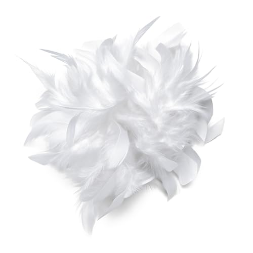 Baesics Feder Brosche Groß für Damen Weiß | XXL 2-in-1 Haarclip & Anstecknadel mit echten Federn | Fascinator für Kleid, Blazer, Mantel & als Haarschmuck für Hochzeit & Festliche Anlässe von Baesics