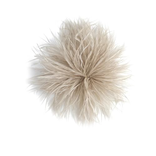 Baesics Feder Brosche Milchtee - Damen Fluffy Straußenfeder Anstecker Vintage Stil Hutaccessoire Braut Hochzeit Party Fasching Haarclip Fascinator für Blazer Kleid Jacke – Boho Blumen Design von Baesics