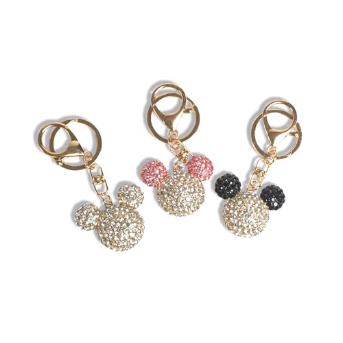 Baesics Schlüsselanhänger mit Strass Maus 3er Set – Glitzer Anhänger aus Metall für Damen & Kinder – Funkelnder Taschenanhänger in verschiedenen Farben & Motiven – Geschenk & Accessoire von Baesics