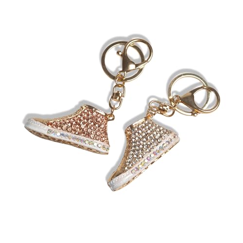 Baesics Schlüsselanhänger mit Strass Sneaker 2er Set – Glitzer Anhänger aus Metall für Damen & Kinder – Funkelnder Taschenanhänger in verschiedenen Farben & Motiven – Geschenk & Accessoire von Baesics